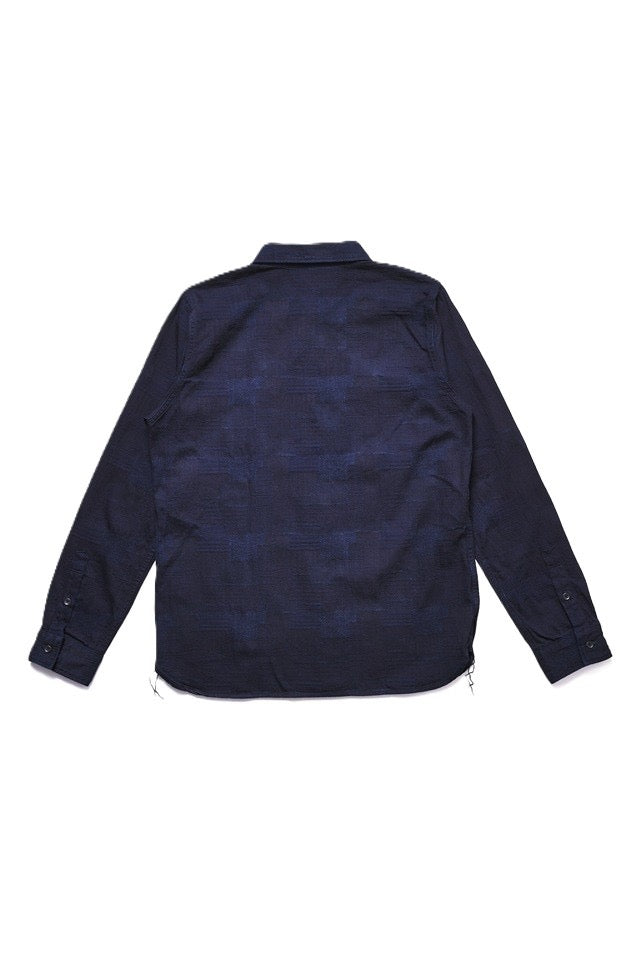 Pure Blue Japan Woven Jaccquard BORO Patchwork Shirt [2239-ID]