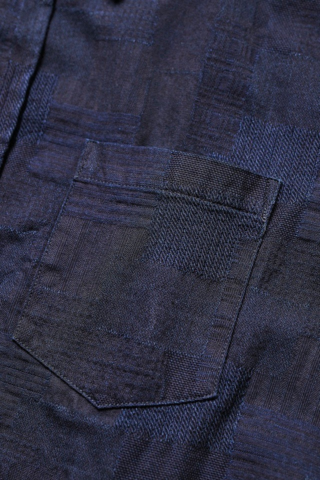 Pure Blue Japan Woven Jaccquard BORO Patchwork Shirt [2239-ID]