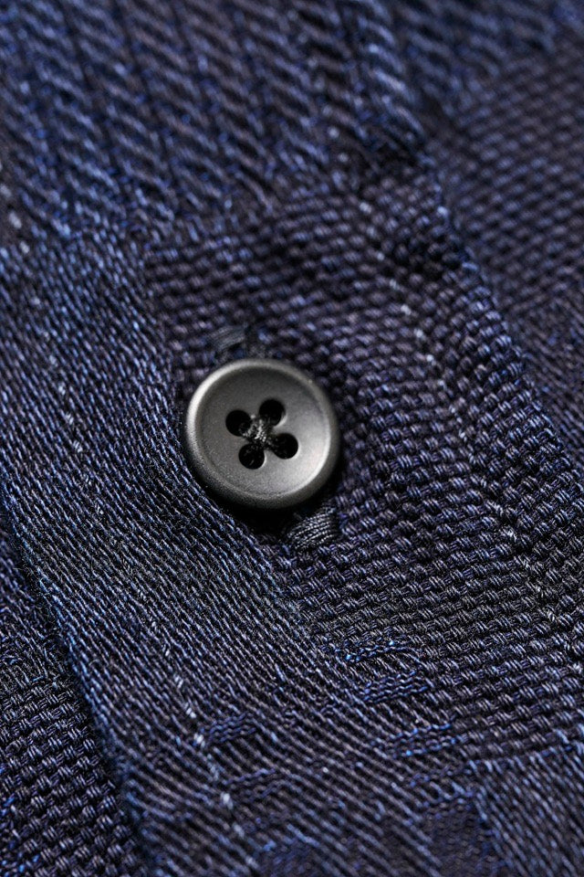 Pure Blue Japan Woven Jaccquard BORO Patchwork Shirt [2239-ID]