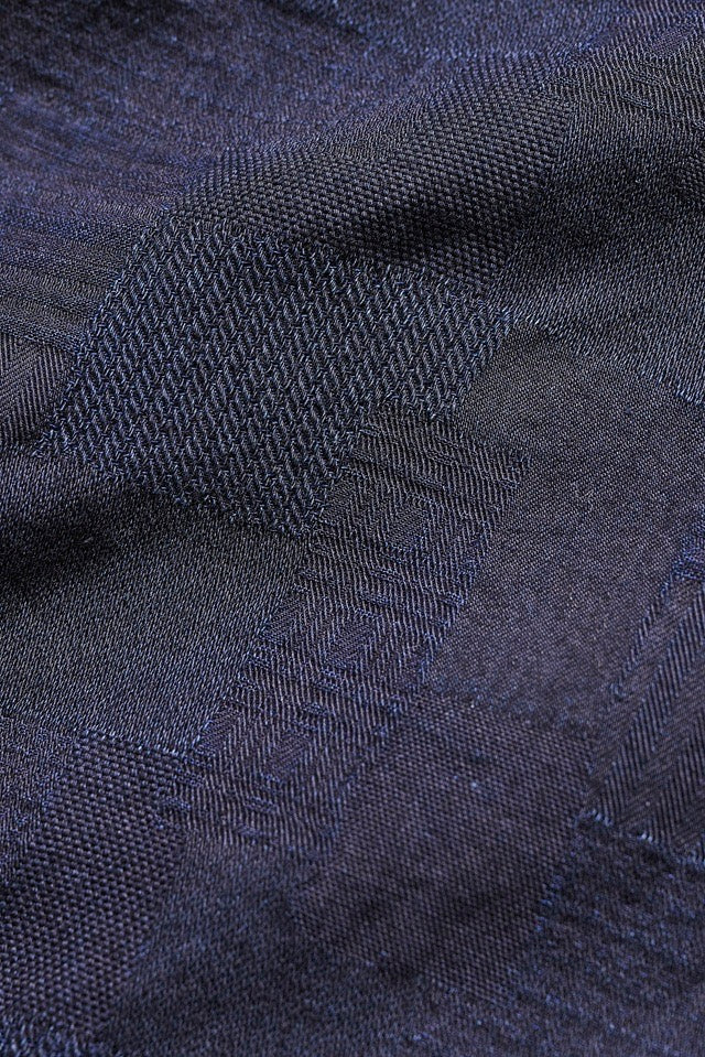 Pure Blue Japan Woven Jaccquard BORO Patchwork Shirt [2239-ID]
