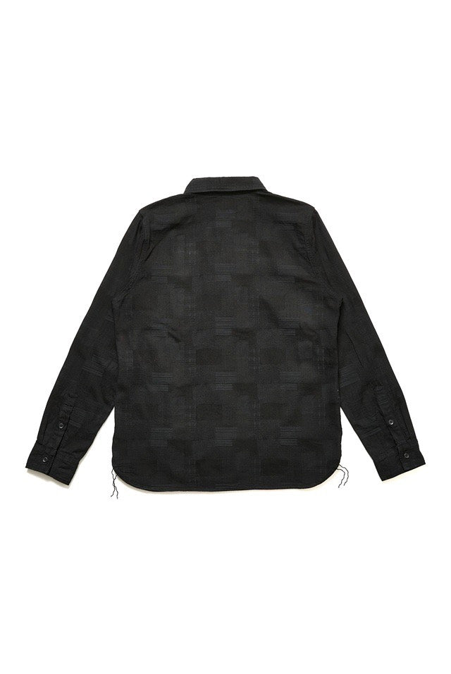 Pure Blue Japan Woven Jaccquard BORO Patchwork Shirt [2239-BK]