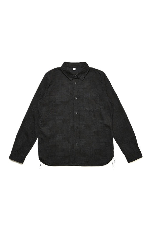 Pure Blue Japan - Woven Jaccquard BORO Patchwork Shirt Black [2239-BK]