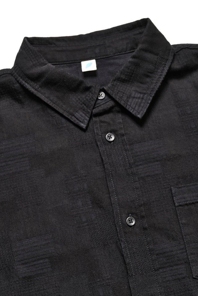 Pure Blue Japan Woven Jaccquard BORO Patchwork Shirt [2239-BK]