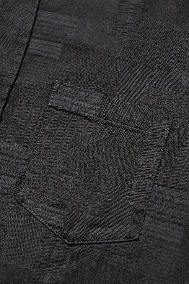 Pure Blue Japan Woven Jaccquard BORO Patchwork Shirt [2239-BK]