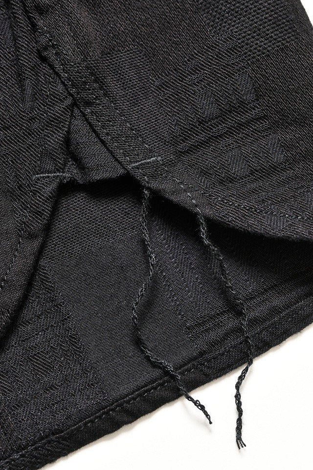 Pure Blue Japan Woven Jaccquard BORO Patchwork Shirt [2239-BK]