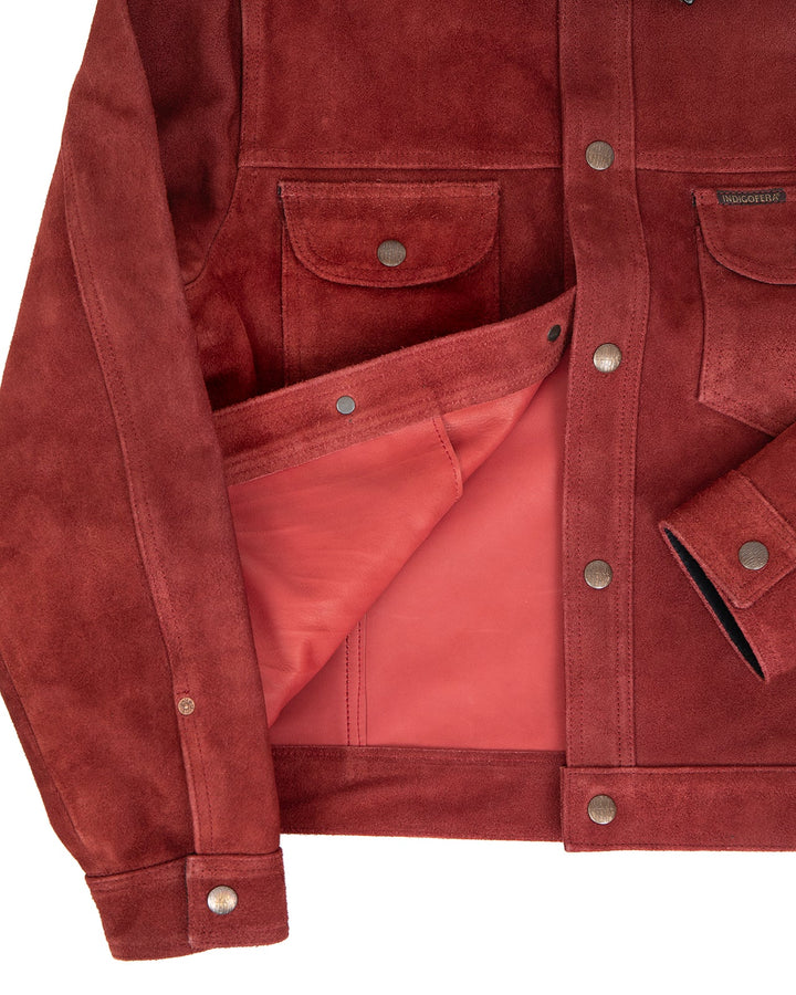 Indigofera Fargo Quarter Leather Jacket - Roughout Wine ON PREORDER*