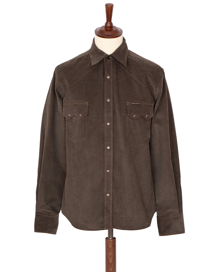 Indigofera Ryman Corduroy Shirt - Dark Brown/Green ON PREORDER*
