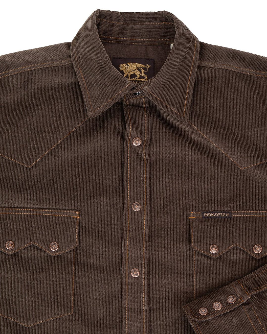 Indigofera Ryman Corduroy Shirt - Dark Brown/Green ON PREORDER*
