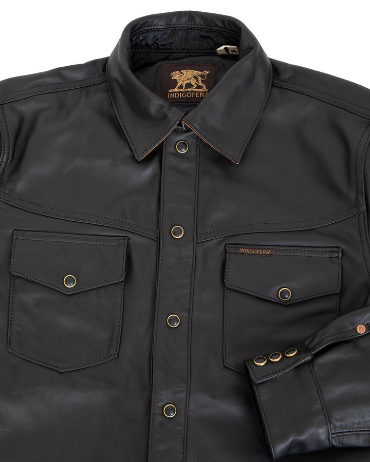 Indigofera Austin Leather Shirt - Black