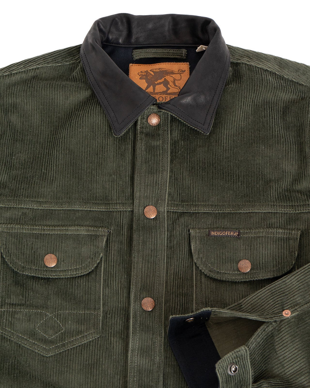 Indigofera Fargo Trucker Jacket - Corduroy Green 8W