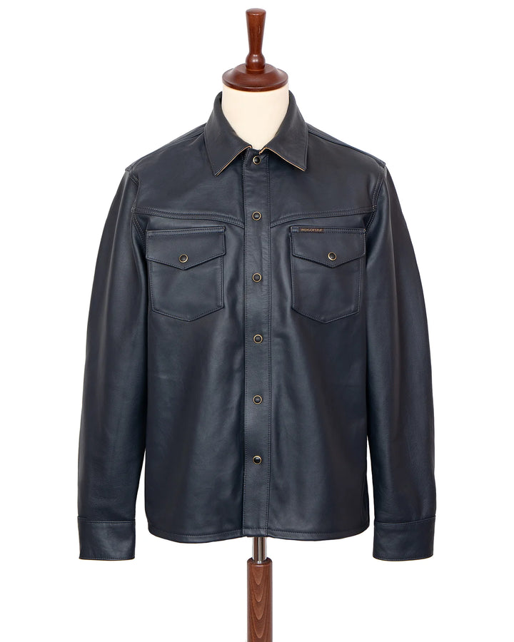 Indigofera Austin Leather Shirt - Navy