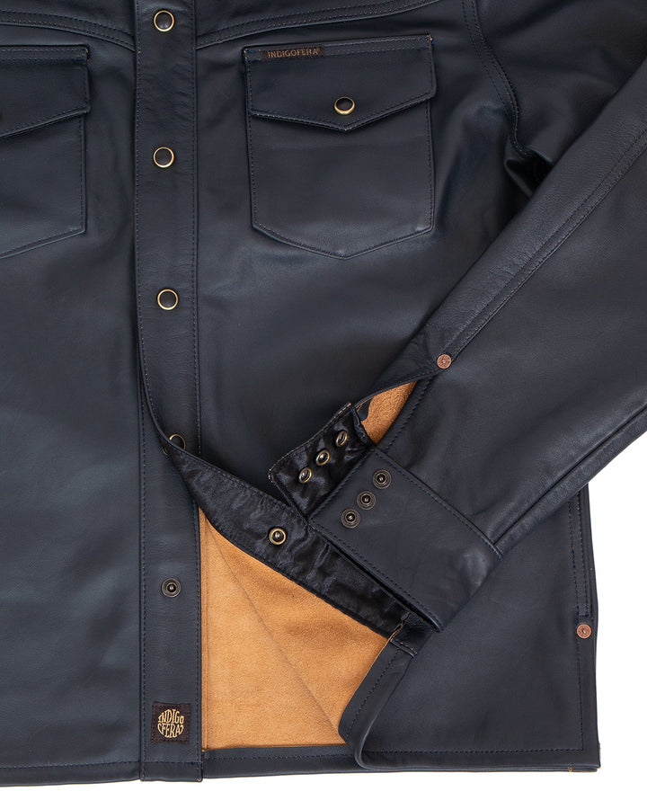 Indigofera Austin Leather Shirt - Navy