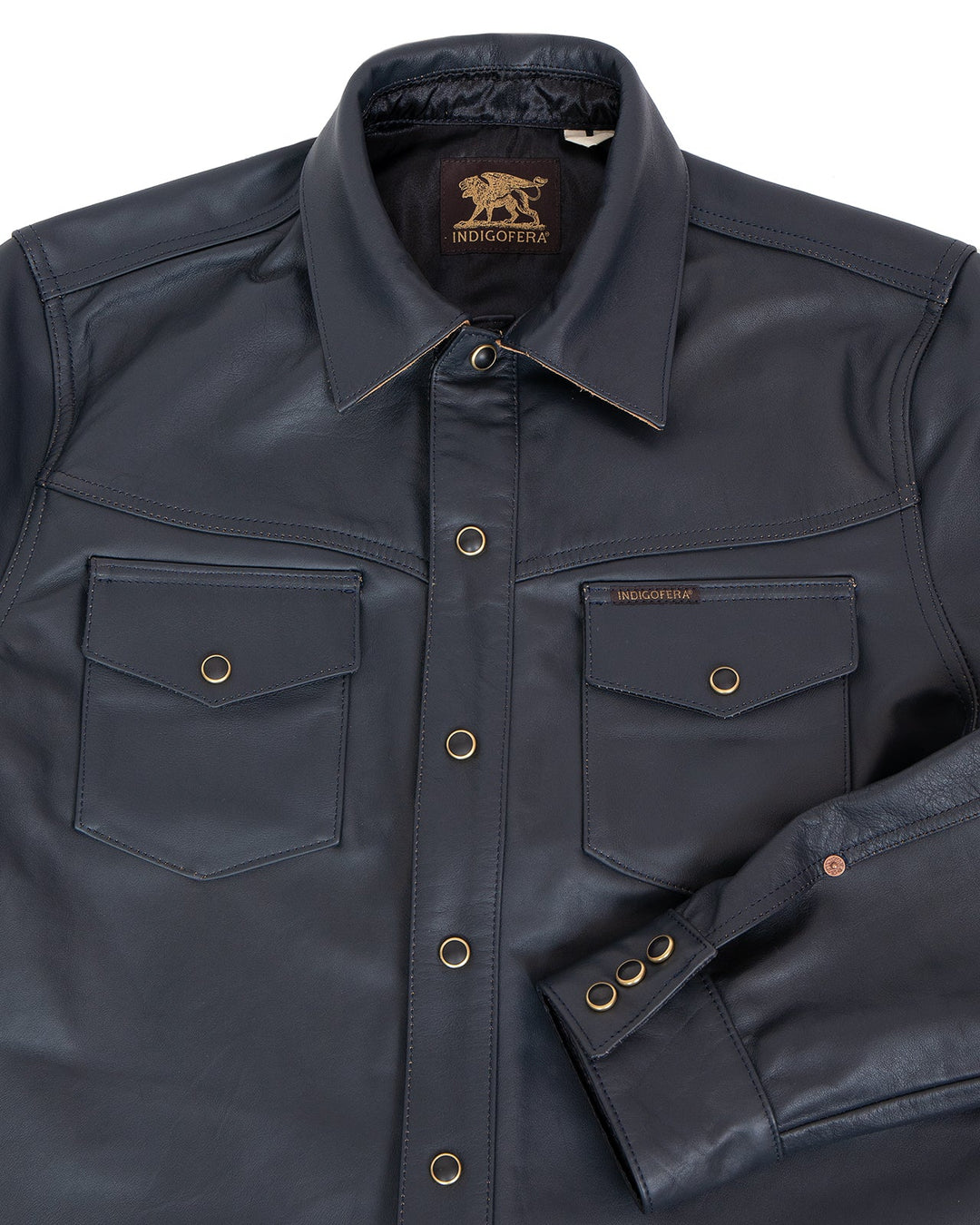 Indigofera Austin Leather Shirt - Navy