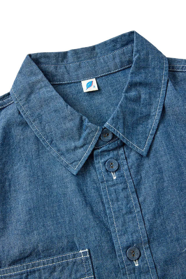 Pure Blue Japan - Chambray Short Sleeve Used Wash Shirt [SS-2243-UW] ON PREORDER*