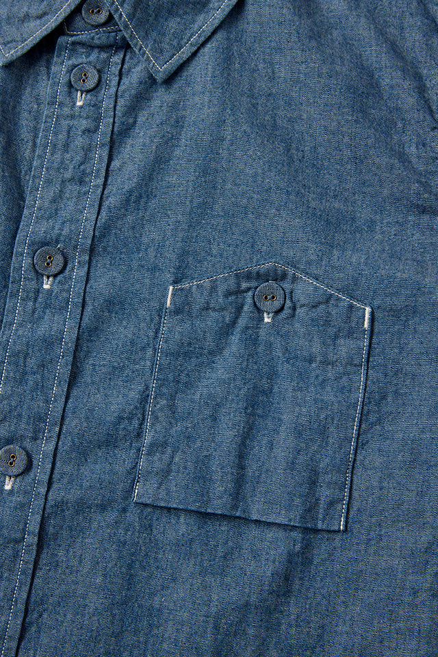 Pure Blue Japan - Chambray Short Sleeve Used Wash Shirt [SS-2243-UW] ON PREORDER*