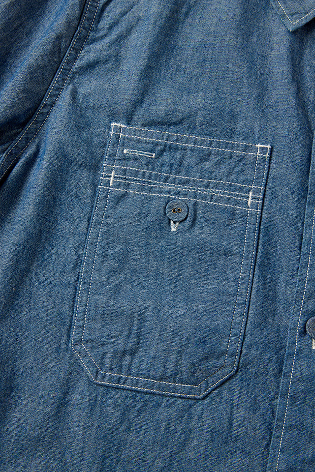 Pure Blue Japan - Chambray Short Sleeve Used Wash Shirt [SS-2243-UW] ON PREORDER*