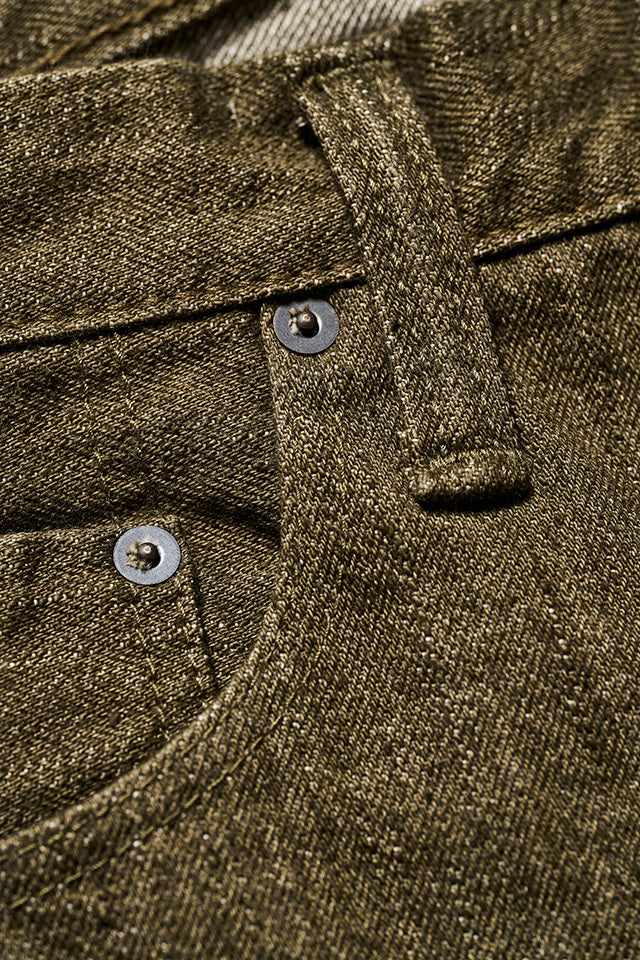 Pure Blue Japan 14oz Relaxed Taper Jeans - Olive [OL-019