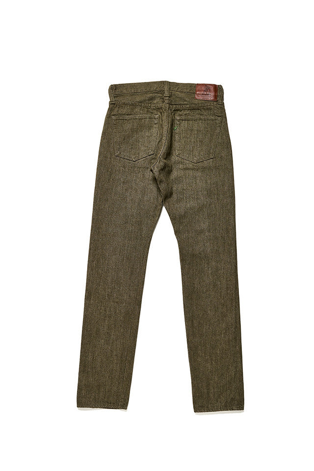 Pure Blue Japan 14oz Relaxed Taper Jeans - Olive [OL-019]