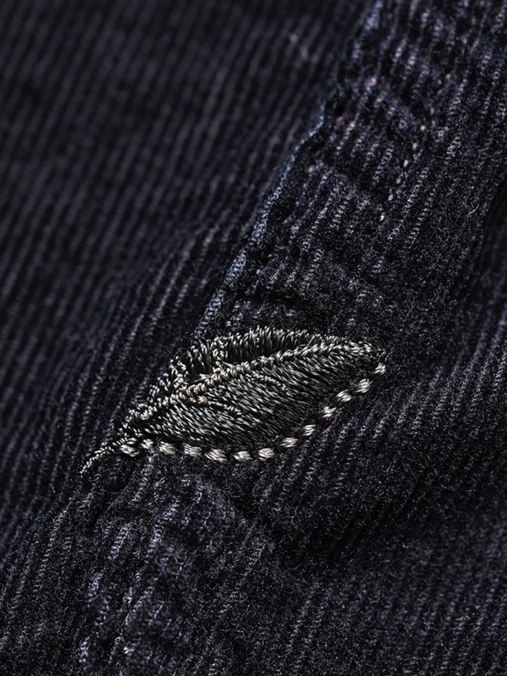 Pure Blue Japan – Corduroy Curved Pocket Shirt Indigo x Black [2236-IDBK]