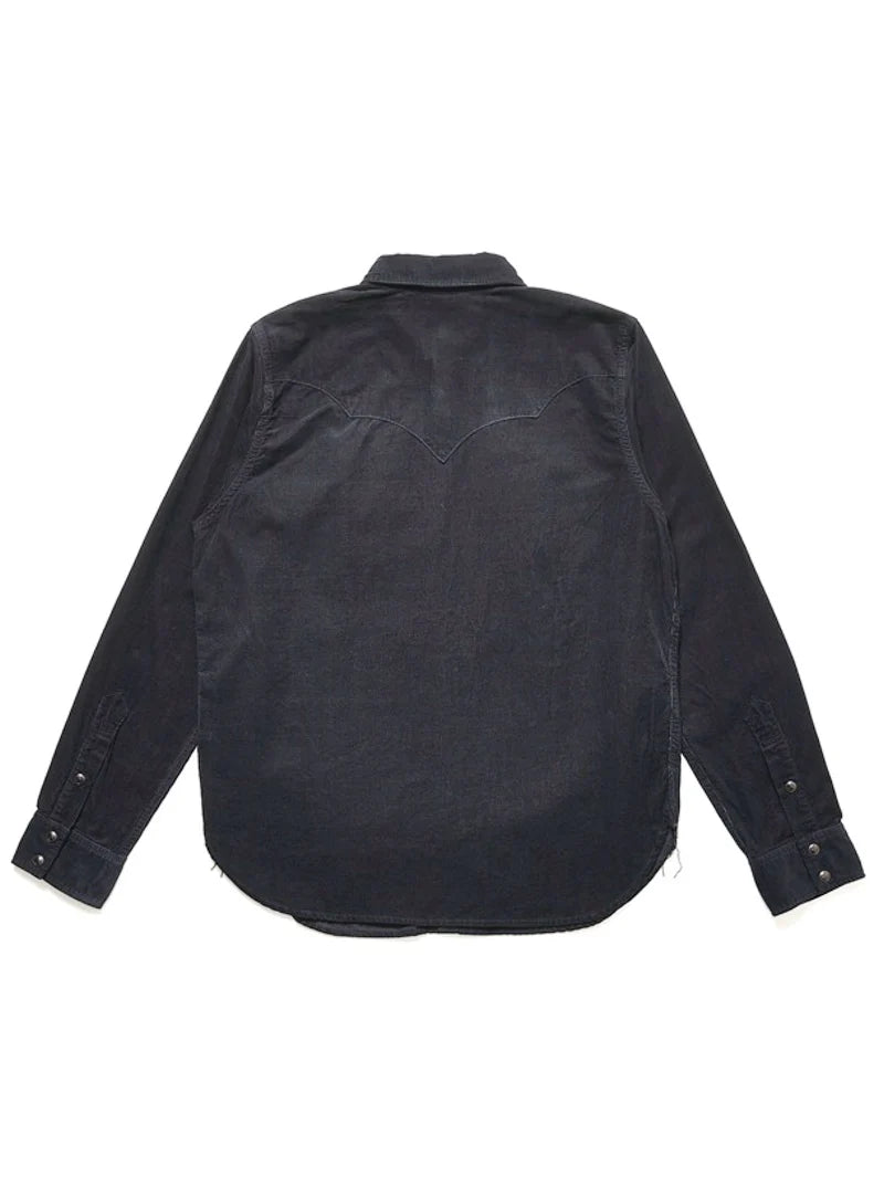 Pure Blue Japan – Corduroy Curved Pocket Shirt Indigo x Black [2236-IDBK]