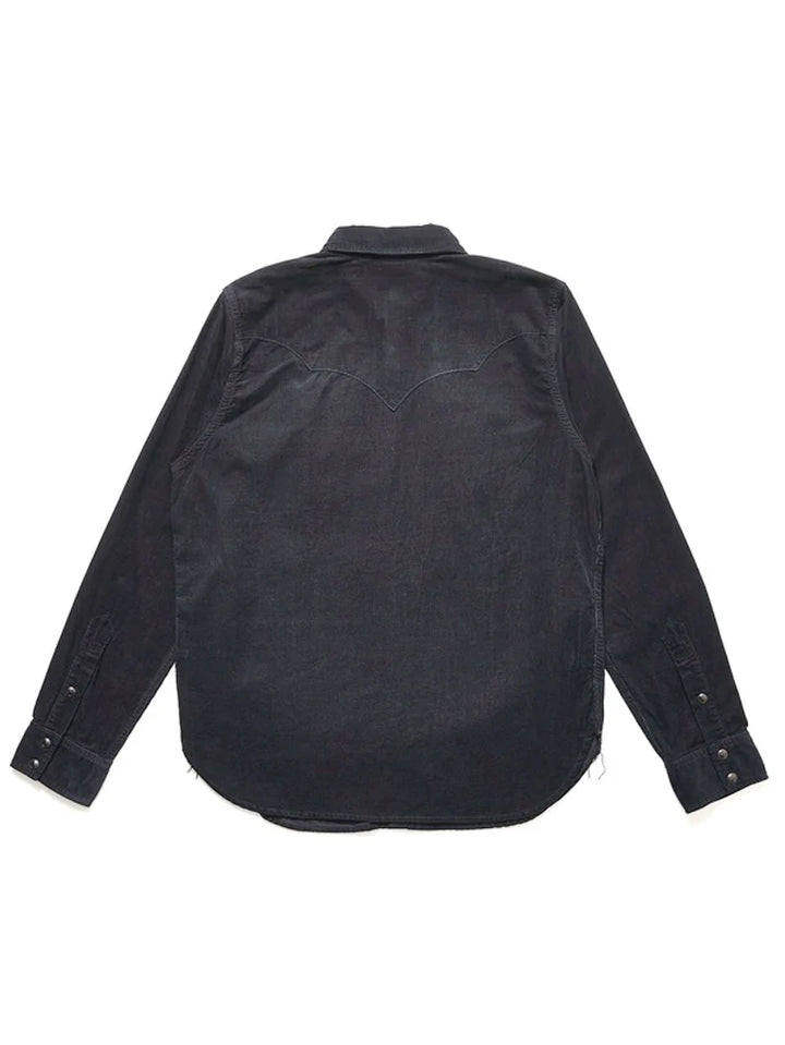 Pure Blue Japan – Corduroy Curved Pocket Shirt Indigo x Black [2236-IDBK]
