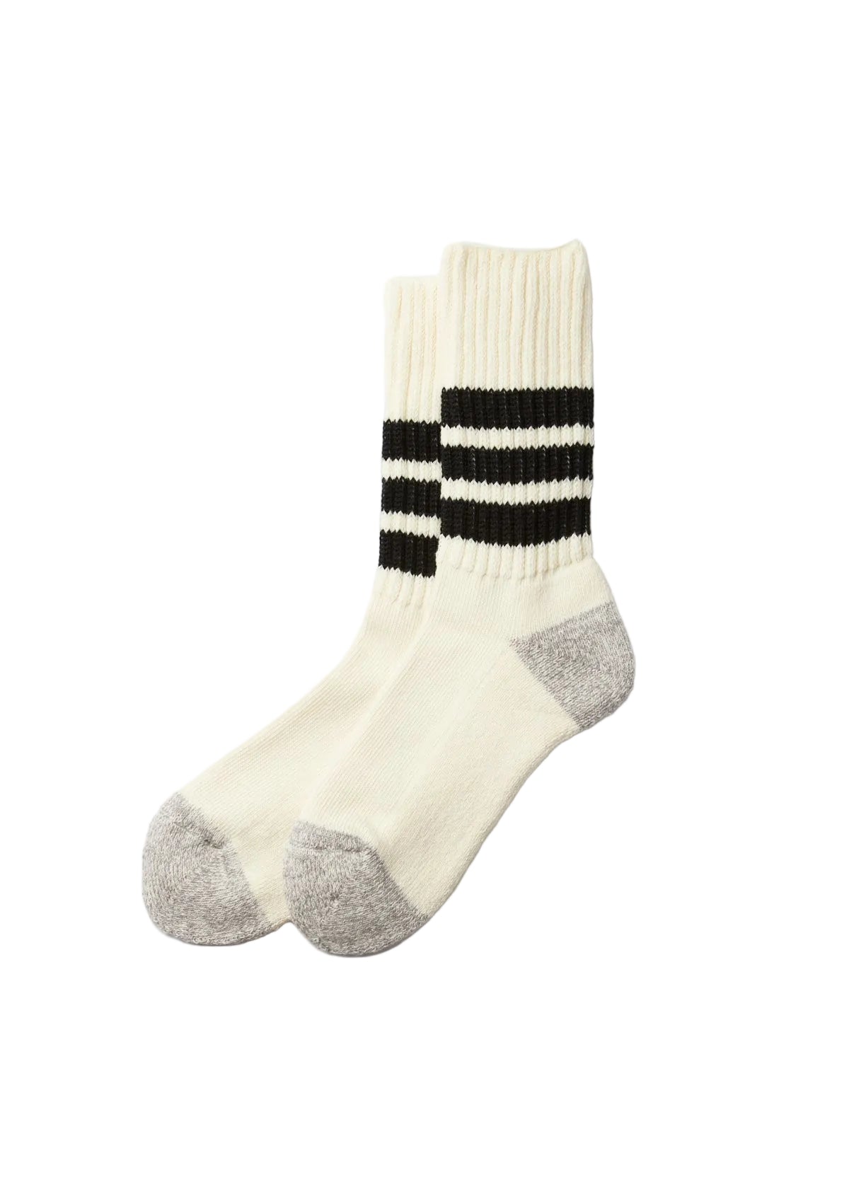 Rototo - Organic Coarse Ribbed Oldschool Crew Socks Black [R1255] COMING SOON*