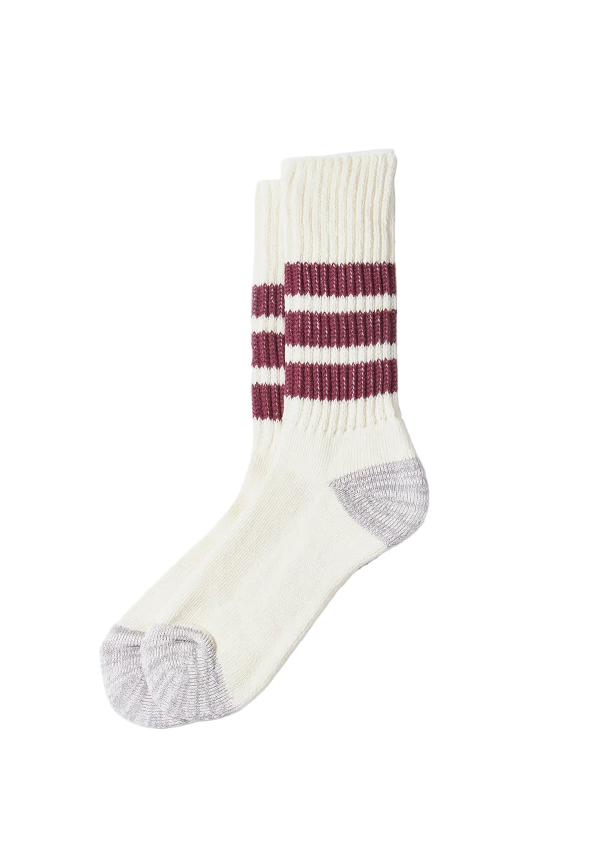 Rototo - Organic Coarse Ribbed Oldschool Crew Socks Bordeaux [R1255] COMING SOON*