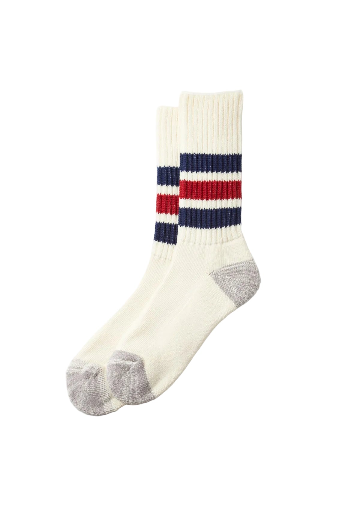 Rototo - Organic Coarse Ribbed Oldschool Crew Socks Navy/Dark Red [R1255] COMING SOON*