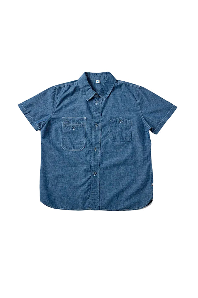 Pure Blue Japan - Chambray Short Sleeve Used Wash Shirt [SS-2243-UW] ON PREORDER*