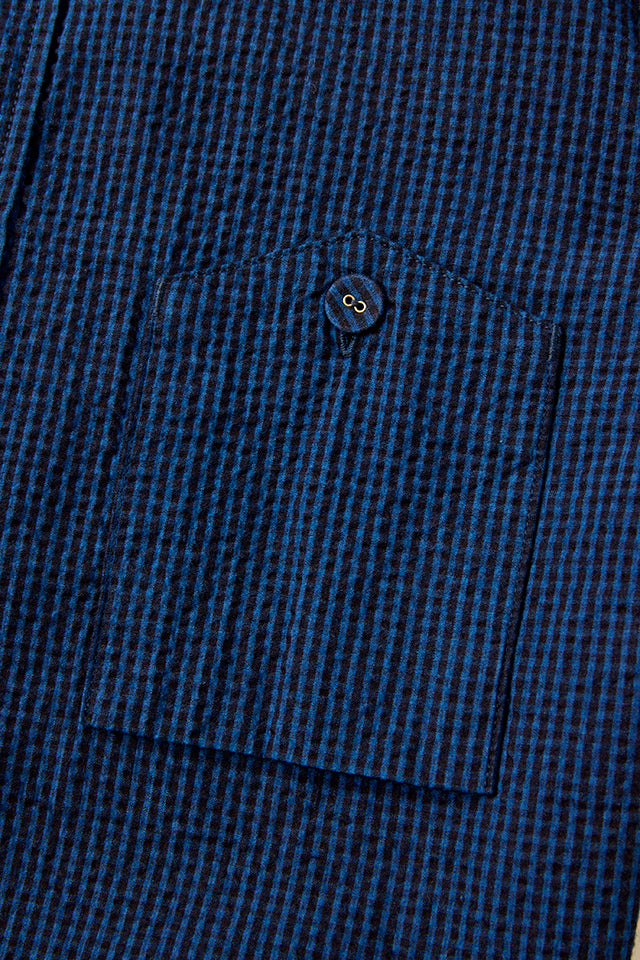 Pure Blue Japan - Seersucker Dark x Light Gingham Check Indigo Check Shirt [LS-2244-2] ON PREORDER*