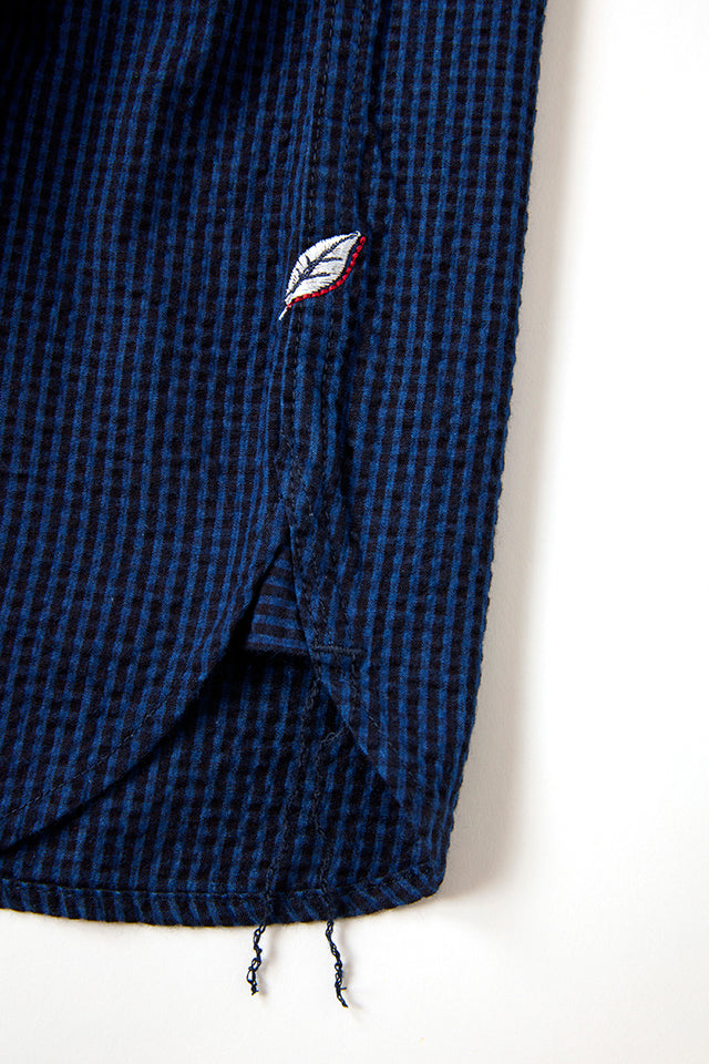 Pure Blue Japan - Seersucker Dark x Light Gingham Check Indigo Check Shirt [LS-2244-2] ON PREORDER*