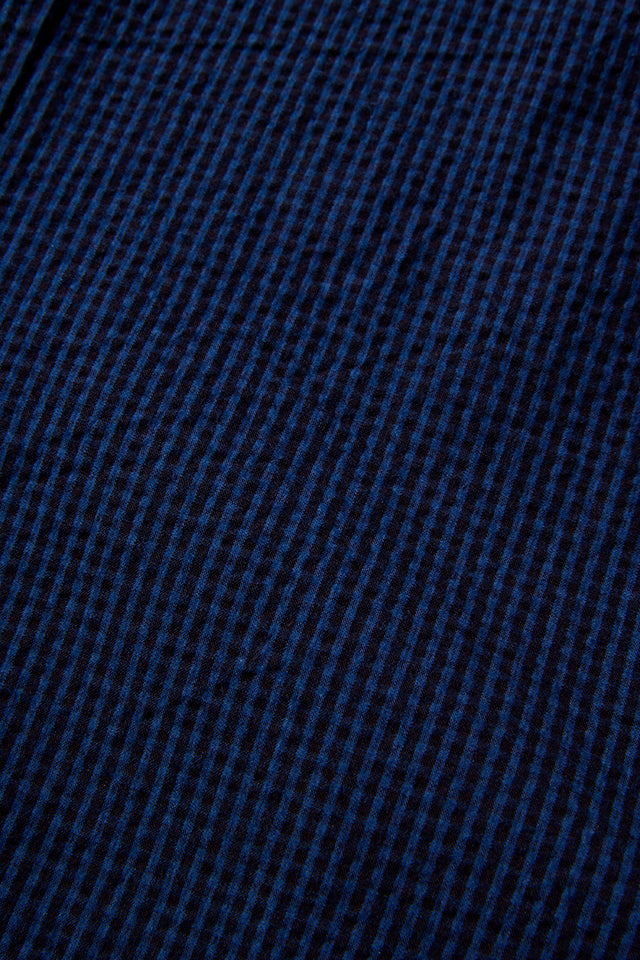 Pure Blue Japan - Seersucker Dark x Light Gingham Check Indigo Check Shirt [LS-2244-2] ON PREORDER*