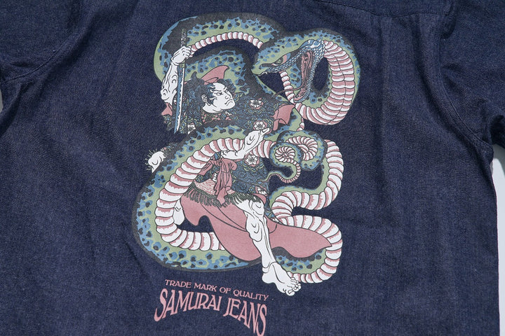 Samurai "Musha-E" Embroidered Shirt - Indigo [SSA25-02]