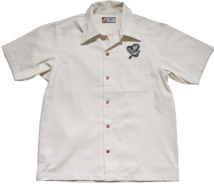 Samurai "Musha-E" Embroidered Shirt - Ecru [SSA25-02]
