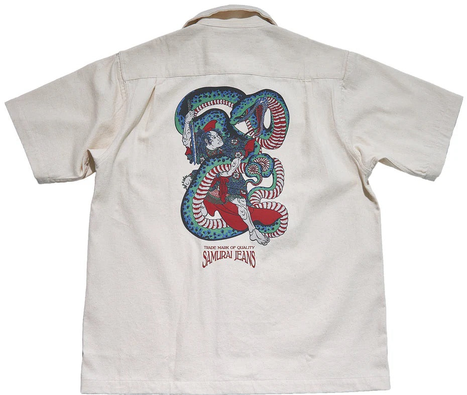 Samurai "Musha-E" Embroidered Shirt - Ecru [SSA25-02]