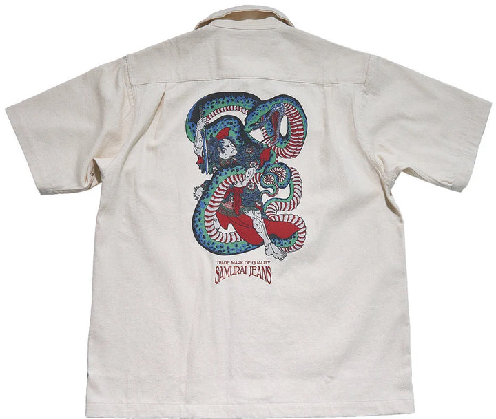 Samurai "Musha-E" Embroidered Shirt - Ecru [SSA25-02]