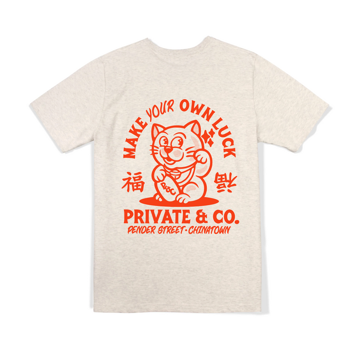 Private & Co. "Lucky Cat" Tee - Oatmeal