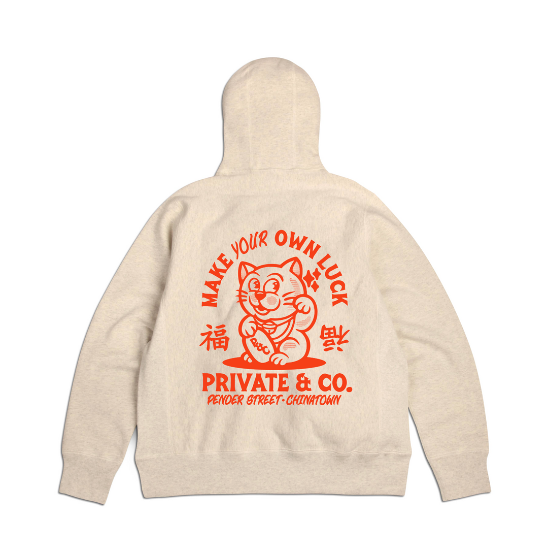 Private & Co. "Lucky Cat" Hoodie - Oatmeal
