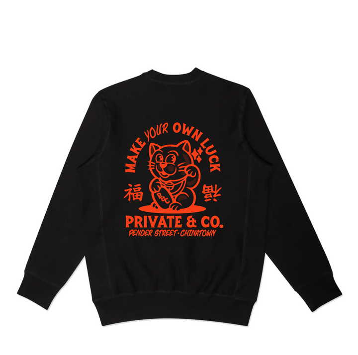 Private & Co. "Lucky Cat" Crewneck - Black