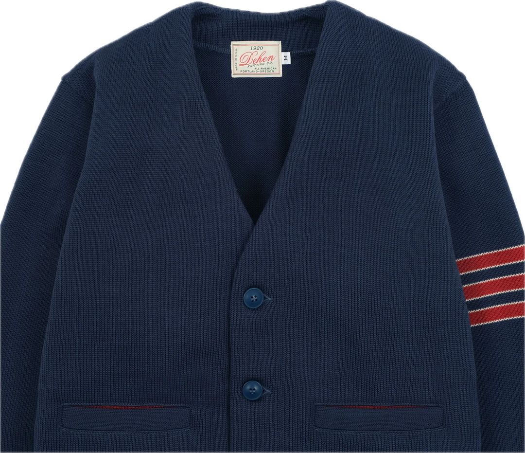 Dehen Slouchy Varsity Cardigan - Centennial Blue