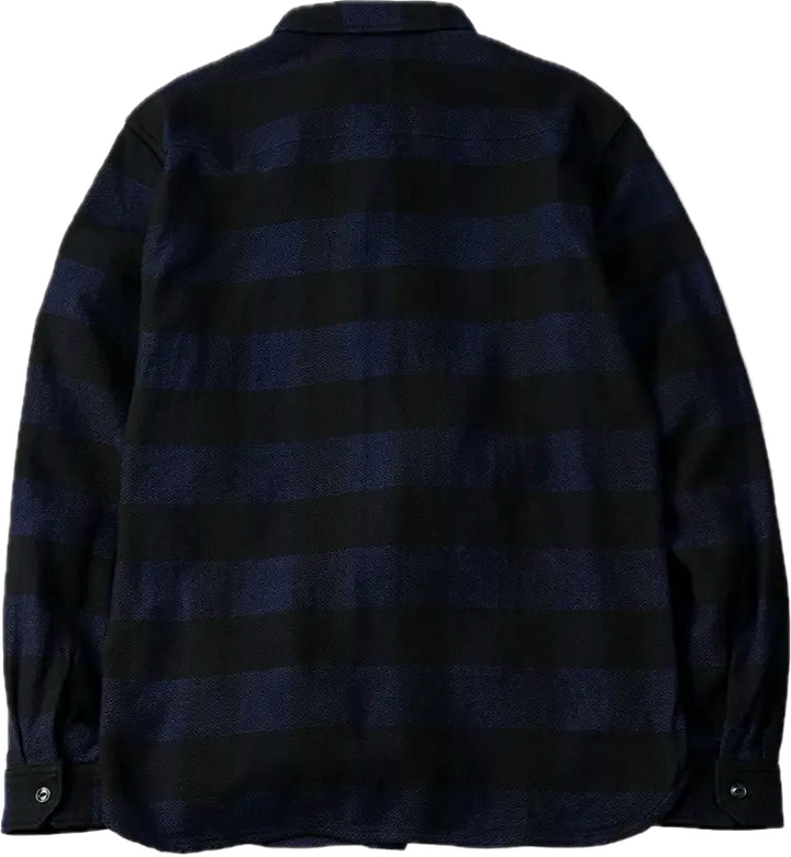 The Flat Head - Indigo Dyed Block Check Flannel Shirt Navy/Black [FN-SNR-101LSP]