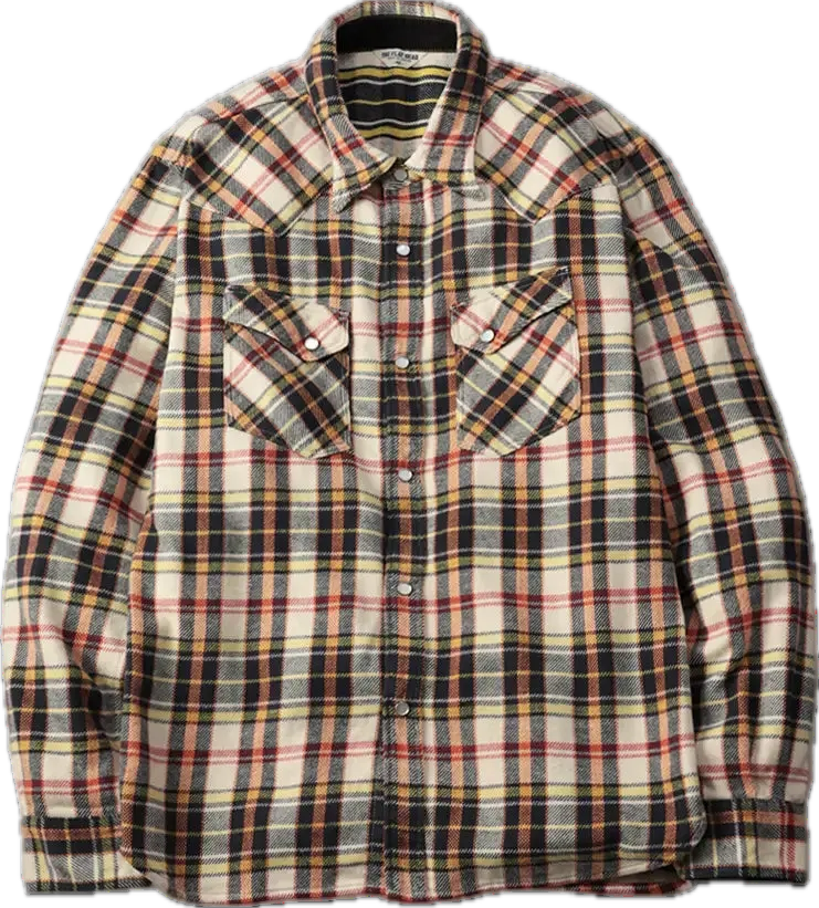 The Flat Head - Check Flannel Western Shirt Ivory [FN-SNW-014L]