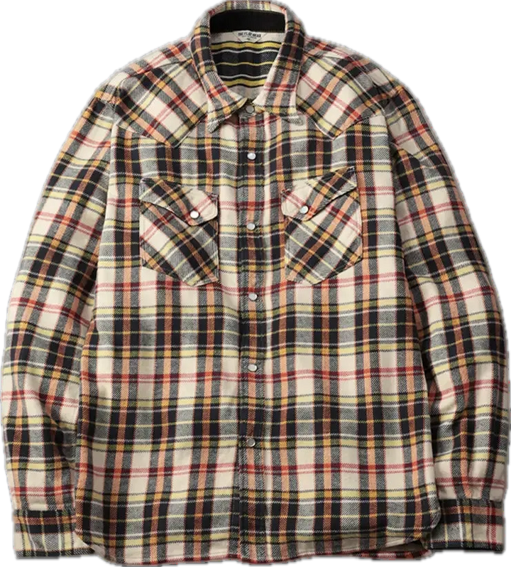 The Flat Head - Check Flannel Western Shirt Ivory [FN-SNW-014L] ON PREORDER*