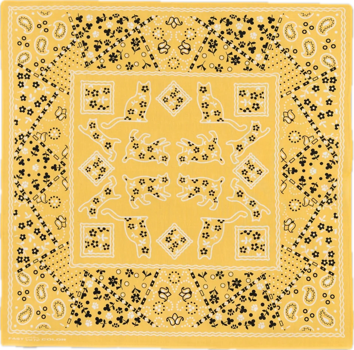 TCB Two Cats Bandana - Yellow ON PREORDER*