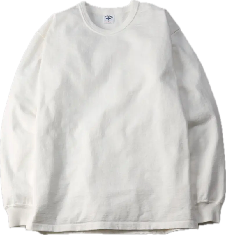 The Flat Head - 20oz Heavy Long Sleeve Loop-wheel Shirt - White [FN-HTKL-001]