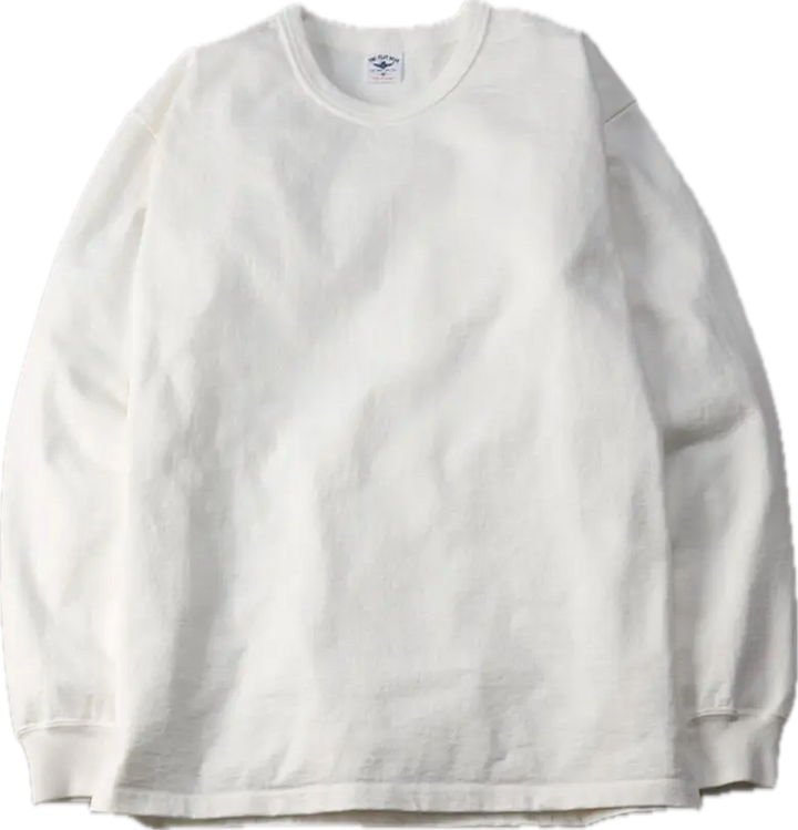 The Flat Head - 20oz Heavy Long Sleeve Loop-wheel Shirt - White [FN-HTKL-001]