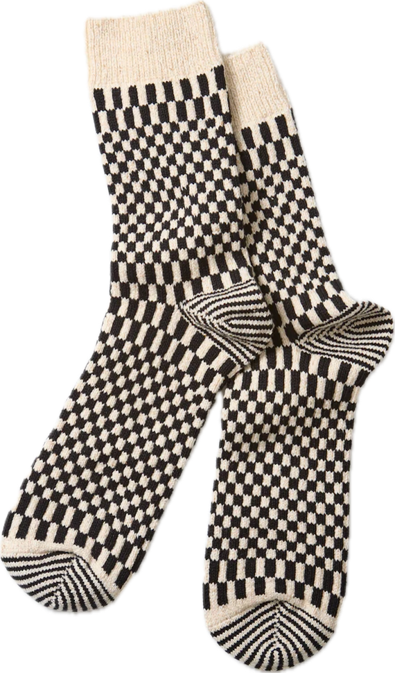 Rototo - Checkerboard Pattern Socks Black [R1621] COMING SOON*