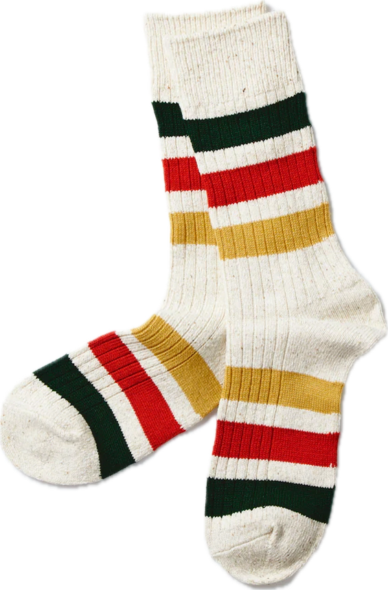 Rototo Park Stripe Crew Socks - Ivory [R1501]