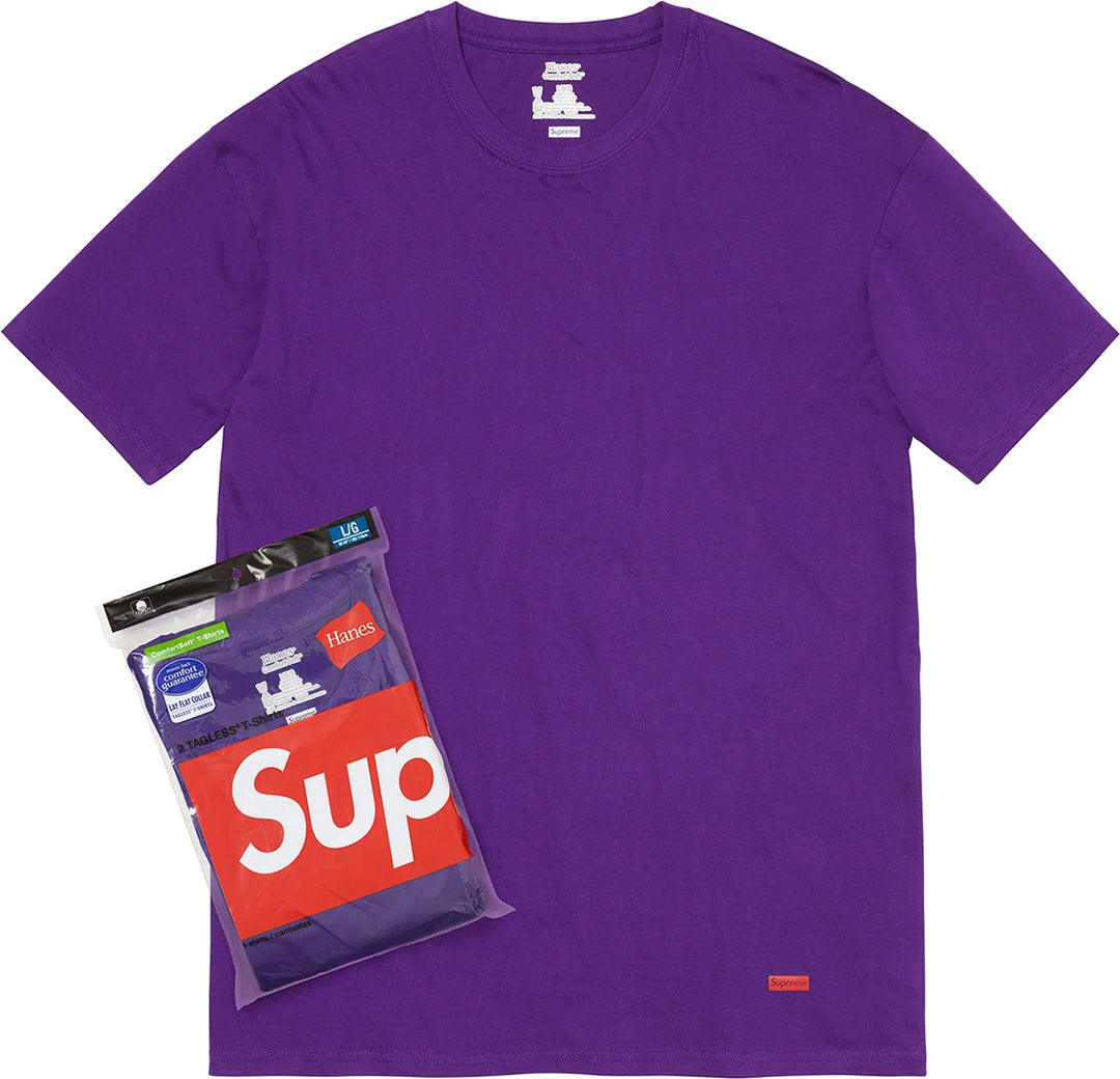 Supreme Hanes Tagless Tee Shirts (2 Pack) Purple