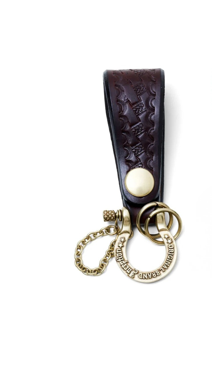 Inception - UK Saddle Leather Brass Shackle Key Holder Brown [IPSK-04]
